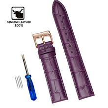Load image into Gallery viewer, Genuine Leather Watchbands 12/14/16/18/20/22/24 mm Watch Band Strap Steel Pin buckle High Quality Wrist Belt Bracelet + Tool
