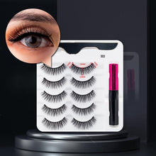 Load image into Gallery viewer, 5 Pairs/Set Magnetic Eyelashes False Lashes Repeated Use Eyelashes Waterproof Liquid Eyeliner With Tweezer Makeup Set