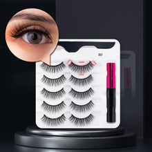 Load image into Gallery viewer, 5 Pairs/Set Magnetic Eyelashes False Lashes Repeated Use Eyelashes Waterproof Liquid Eyeliner With Tweezer Makeup Set