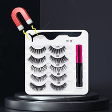 Load image into Gallery viewer, 5 Pairs/Set Magnetic Eyelashes False Lashes Repeated Use Eyelashes Waterproof Liquid Eyeliner With Tweezer Makeup Set