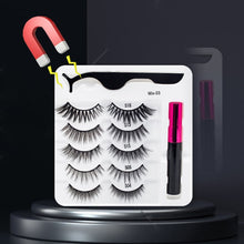 Load image into Gallery viewer, 5 Pairs/Set Magnetic Eyelashes False Lashes Repeated Use Eyelashes Waterproof Liquid Eyeliner With Tweezer Makeup Set