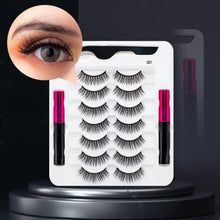Load image into Gallery viewer, 5 Pairs/Set Magnetic Eyelashes False Lashes Repeated Use Eyelashes Waterproof Liquid Eyeliner With Tweezer Makeup Set
