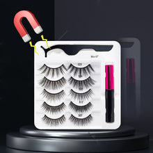 Load image into Gallery viewer, 5 Pairs/Set Magnetic Eyelashes False Lashes Repeated Use Eyelashes Waterproof Liquid Eyeliner With Tweezer Makeup Set