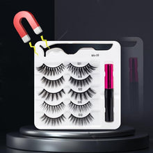 Load image into Gallery viewer, 5 Pairs/Set Magnetic Eyelashes False Lashes Repeated Use Eyelashes Waterproof Liquid Eyeliner With Tweezer Makeup Set