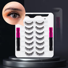 Load image into Gallery viewer, 5 Pairs/Set Magnetic Eyelashes False Lashes Repeated Use Eyelashes Waterproof Liquid Eyeliner With Tweezer Makeup Set