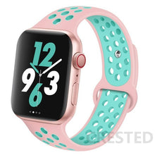 Load image into Gallery viewer, Silicone Strap For Apple Watch Band 44mm 40mm 42mm 38mm watchband Breathable bracelet correa iWatch serie 3 6 5 4 SE 7 45mm 41mm