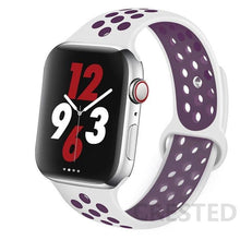 Load image into Gallery viewer, Silicone Strap For Apple Watch Band 44mm 40mm 42mm 38mm watchband Breathable bracelet correa iWatch serie 3 6 5 4 SE 7 45mm 41mm