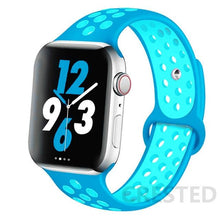 Load image into Gallery viewer, Silicone Strap For Apple Watch Band 44mm 40mm 42mm 38mm watchband Breathable bracelet correa iWatch serie 3 6 5 4 SE 7 45mm 41mm