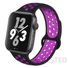 Load image into Gallery viewer, Silicone Strap For Apple Watch Band 44mm 40mm 42mm 38mm watchband Breathable bracelet correa iWatch serie 3 6 5 4 SE 7 45mm 41mm