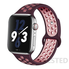 Load image into Gallery viewer, Silicone Strap For Apple Watch Band 44mm 40mm 42mm 38mm watchband Breathable bracelet correa iWatch serie 3 6 5 4 SE 7 45mm 41mm