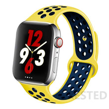 Load image into Gallery viewer, Silicone Strap For Apple Watch Band 44mm 40mm 42mm 38mm watchband Breathable bracelet correa iWatch serie 3 6 5 4 SE 7 45mm 41mm