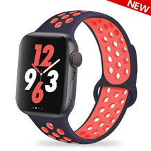 Load image into Gallery viewer, Silicone Strap For Apple Watch Band 44mm 40mm 42mm 38mm watchband Breathable bracelet correa iWatch serie 3 6 5 4 SE 7 45mm 41mm