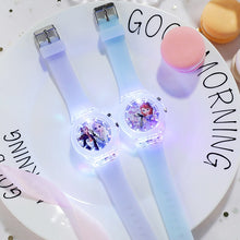 Load image into Gallery viewer, Disney Frozen Watch Princess Aisha Children's Luminous Watch Student Silicone Colorful Lights Watch gifts for girls kids watches
