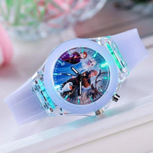Load image into Gallery viewer, Disney Frozen Watch Princess Aisha Children's Luminous Watch Student Silicone Colorful Lights Watch gifts for girls kids watches