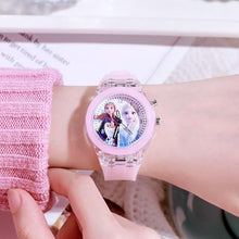 Load image into Gallery viewer, Disney Frozen Watch Princess Aisha Children's Luminous Watch Student Silicone Colorful Lights Watch gifts for girls kids watches