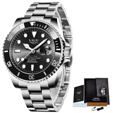 Load image into Gallery viewer, LIGE Top Brand Luxury Fashion Diver Watch Men 30ATM Waterproof Date Clock Sport Watches Mens Quartz Wristwatch Relogio Masculino