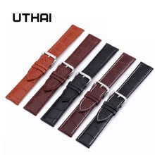 Load image into Gallery viewer, UTHAI Z08 Watch Band Genuine Leather Straps 10-24mm Watch Accessories High Quality Brown Colors Watchbands
