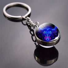 Load image into Gallery viewer, 12 Constellation Keychain Fashion Double Side Cabochon Glass Ball Keychain Zodiac Signs Jewelry For Men For Women Birthday Gift
