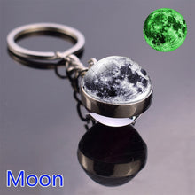 Load image into Gallery viewer, Glow In The Dark Solar System Planet Keyring Galaxy Nebula Luminous Keychain Moon Earth Sun Double Side Glass Ball Key Chain
