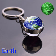 Load image into Gallery viewer, Glow In The Dark Solar System Planet Keyring Galaxy Nebula Luminous Keychain Moon Earth Sun Double Side Glass Ball Key Chain
