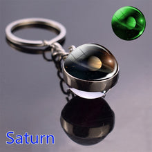 Load image into Gallery viewer, Glow In The Dark Solar System Planet Keyring Galaxy Nebula Luminous Keychain Moon Earth Sun Double Side Glass Ball Key Chain

