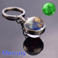 Load image into Gallery viewer, Glow In The Dark Solar System Planet Keyring Galaxy Nebula Luminous Keychain Moon Earth Sun Double Side Glass Ball Key Chain
