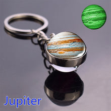 Load image into Gallery viewer, Glow In The Dark Solar System Planet Keyring Galaxy Nebula Luminous Keychain Moon Earth Sun Double Side Glass Ball Key Chain
