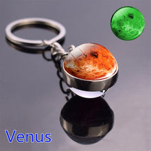 Load image into Gallery viewer, Glow In The Dark Solar System Planet Keyring Galaxy Nebula Luminous Keychain Moon Earth Sun Double Side Glass Ball Key Chain
