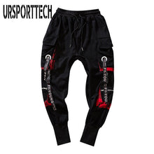 Load image into Gallery viewer, Hip Hop Joggers Men Letter Ribbons Cargo Pants Pockets Track Tactical Casual Techwear Male Trousers Sweatpants Sport Streetwear
