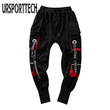 Load image into Gallery viewer, Hip Hop Joggers Men Letter Ribbons Cargo Pants Pockets Track Tactical Casual Techwear Male Trousers Sweatpants Sport Streetwear
