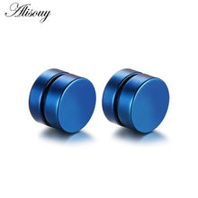 Load image into Gallery viewer, Alisouy 2pcs Punk Mens Strong Magnet Magnetic Ear Stud Set Non Piercing Earrings Fake Earrings Gift for Boyfriend Lover Jewelry
