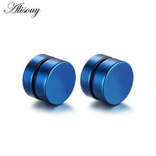 Load image into Gallery viewer, Alisouy 2pcs Punk Mens Strong Magnet Magnetic Ear Stud Set Non Piercing Earrings Fake Earrings Gift for Boyfriend Lover Jewelry

