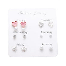 Load image into Gallery viewer, FNIO Women's Earrings Set Pearl Earrings For Women Bohemian Fashion Jewelry 2020 Geometric Crystal Heart Stud Earrings
