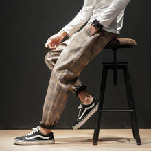 Load image into Gallery viewer, Dropshipping Japanese Streerwear Men Plaid Pants 2020 Autumn Fashion Slim Man Casual Trousers Korean Male Harem Pants
