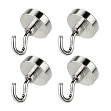 Load image into Gallery viewer, Heavy Duty Magnetic Hook, Strong Neodymium Magnets Hook for Home, Kitchen, Workplace,etc ,D16mm Hold up to 80Pounds, Pack of 4
