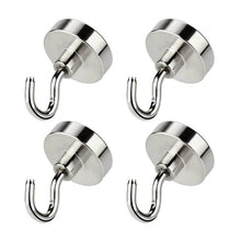 Load image into Gallery viewer, Heavy Duty Magnetic Hook, Strong Neodymium Magnets Hook for Home, Kitchen, Workplace,etc ,D16mm Hold up to 80Pounds, Pack of 4

