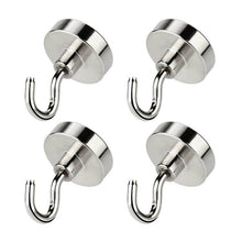Load image into Gallery viewer, Heavy Duty Magnetic Hook, Strong Neodymium Magnets Hook for Home, Kitchen, Workplace,etc ,D16mm Hold up to 80Pounds, Pack of 4

