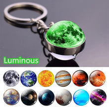 Load image into Gallery viewer, Glow In The Dark Solar System Planet Keyring Galaxy Nebula Luminous Keychain Moon Earth Sun Double Side Glass Ball Key Chain
