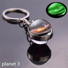 Load image into Gallery viewer, Glow In The Dark Solar System Planet Keyring Galaxy Nebula Luminous Keychain Moon Earth Sun Double Side Glass Ball Key Chain
