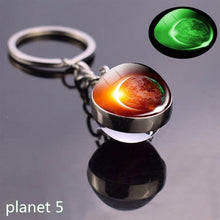 Load image into Gallery viewer, Glow In The Dark Solar System Planet Keyring Galaxy Nebula Luminous Keychain Moon Earth Sun Double Side Glass Ball Key Chain

