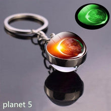 Load image into Gallery viewer, Glow In The Dark Solar System Planet Keyring Galaxy Nebula Luminous Keychain Moon Earth Sun Double Side Glass Ball Key Chain
