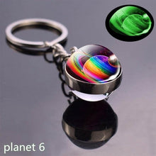 Load image into Gallery viewer, Glow In The Dark Solar System Planet Keyring Galaxy Nebula Luminous Keychain Moon Earth Sun Double Side Glass Ball Key Chain

