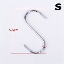 Load image into Gallery viewer, 10pcs Stainless Steel S-Shape Hook Kitchen Bedroom Multi-function Railing S Hanger Hook Clasp Holder Hooks Hanging Storage Tools
