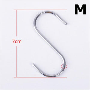 10pcs Stainless Steel S-Shape Hook Kitchen Bedroom Multi-function Railing S Hanger Hook Clasp Holder Hooks Hanging Storage Tools