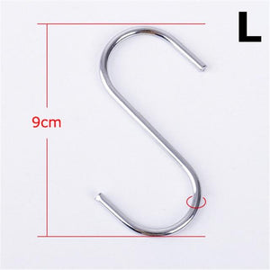 10pcs Stainless Steel S-Shape Hook Kitchen Bedroom Multi-function Railing S Hanger Hook Clasp Holder Hooks Hanging Storage Tools