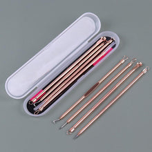 Load image into Gallery viewer, 4PCS Blackhead Extractor Rose Gold Black Dots Cleaner Acne Blemish Remover Needles Set Black Spots Pore Cleanser Tool
