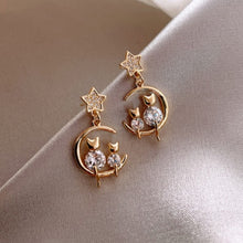 Load image into Gallery viewer, 2021 New Trendy Moon Dangle Earrings For Women Temperament Pearl Cherry Cat Rhinestone Pendant Earring Girl Party Jewelry Gift
