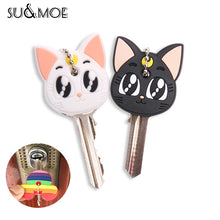 Load image into Gallery viewer, Cute Cartoon Keychain Silicone Cat Dog Protective Key Case Cover for Key Control Dust Cap Holder Gift Women Key Chain
