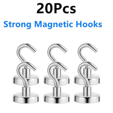 Load image into Gallery viewer, 20Pcs Strong Magnetic Hooks Heavy Duty Wall Hooks Hanger Key Coat Cup Hanging Hanger for Home Kitchen Storage Organization
