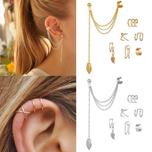 Load image into Gallery viewer, 7pcs Fashion Gold Star Leaves Non-Piercing Ear Clip Earrings For Women Simple Fake Cartilage Ear Cuff Jewelry Clip Accessories

